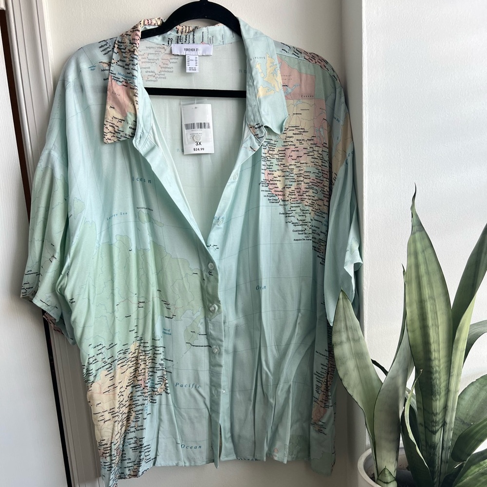 World map button up